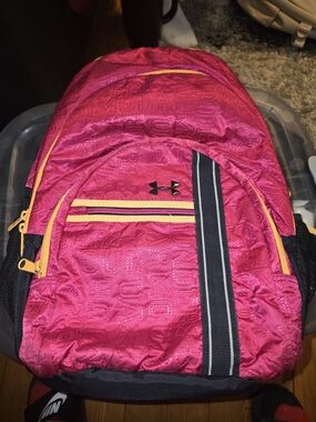 Under Armour Hot Pink Backpack with Yellow Accents